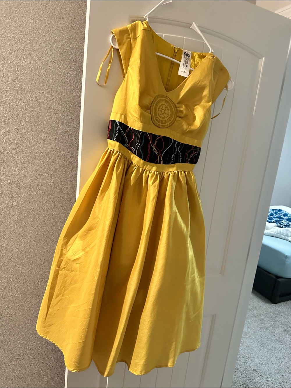 Star Wars R2D2 yellow Party Dress with Decorative Waistband small Disney